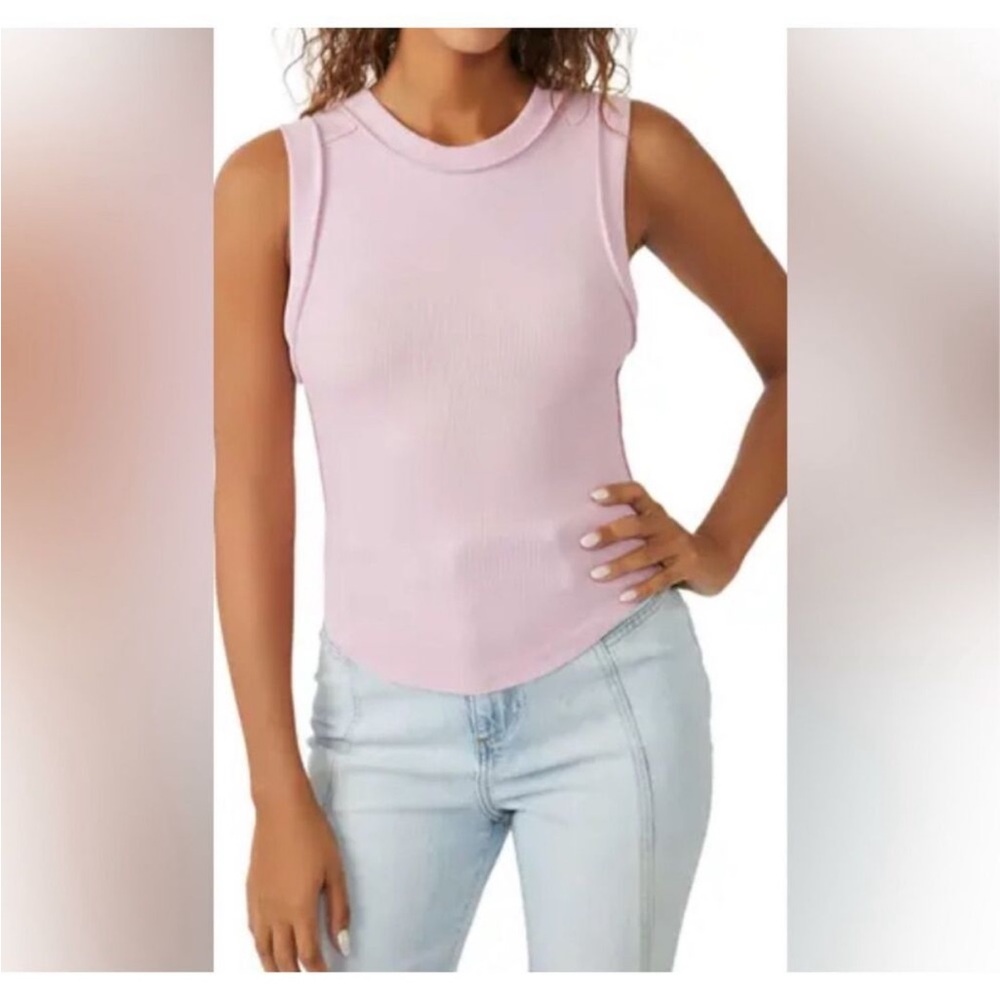 Free People X We the Free Kate Ribbed Tank Top In Light Pink New